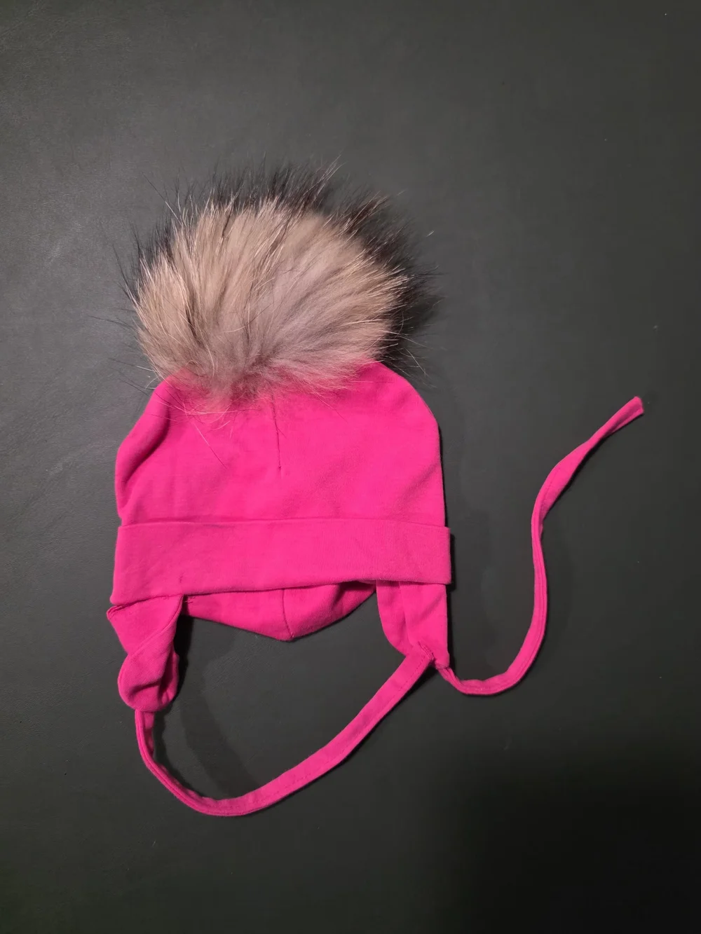 Kids Pink Pom Pom Winter Hat with Ear Flaps